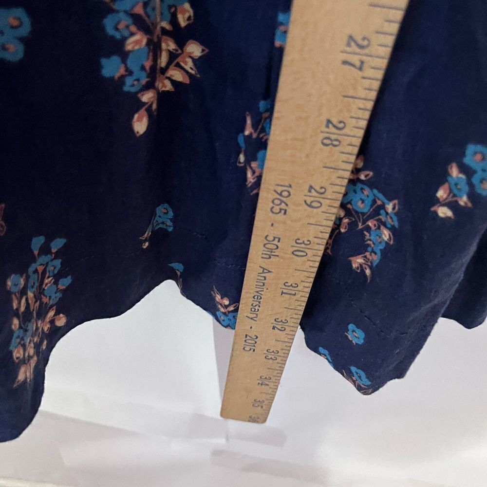 Free People Women's Dress Petite Fours Blue Floral Size S Tie Back Deep V Ruffle - Picture 5 of 8